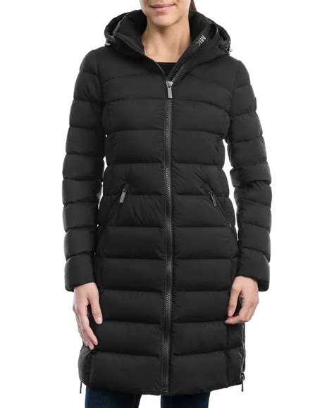 michael michael kors women's hooded faux-leather-trim puffer coat|Michael Kors winter puffer coat.